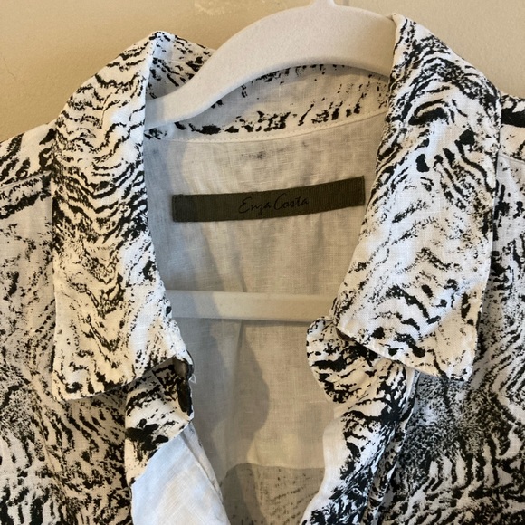 100% French linen Enzo Costa hand printed and dyed romper. - Picture 3 of 11